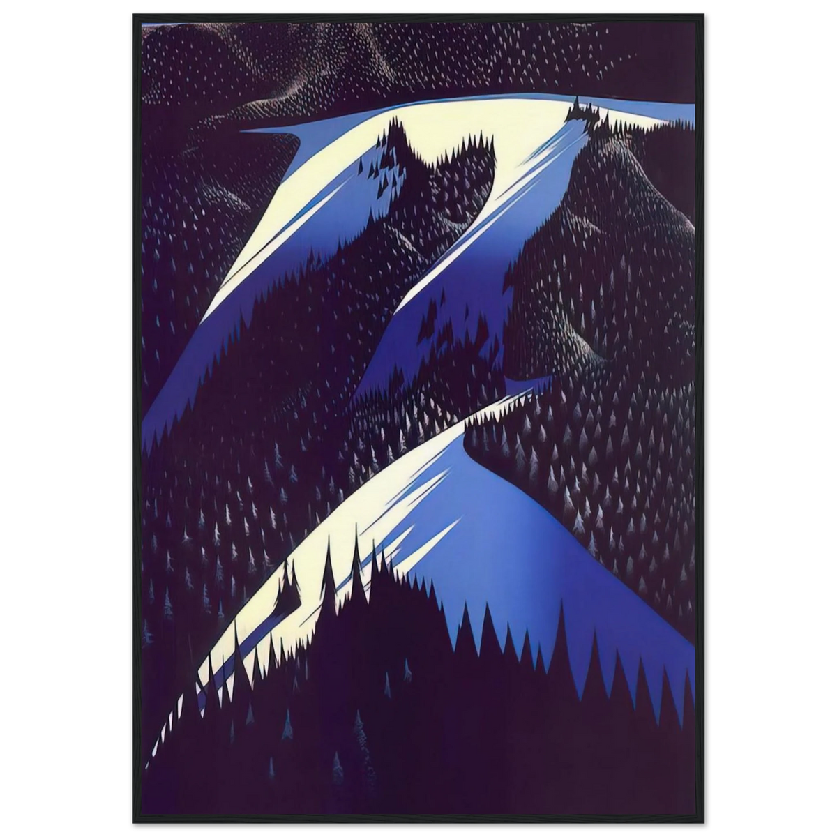 Black Evergreen Forest Framed Poster | Eyvind Earle Framed Prints Wall Art | Eyvind Earle Prints