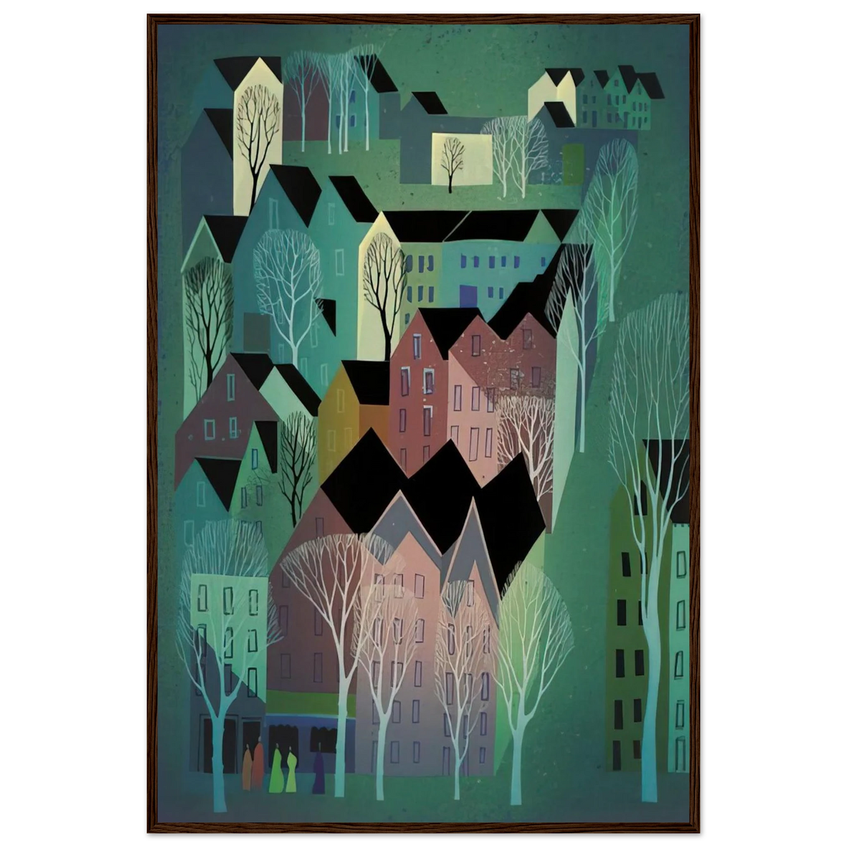 Village Framed Poster | Eyvind Earle Framed Prints Wall Art | Eyvind Earle Prints