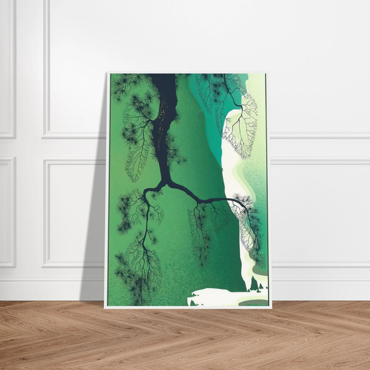 Sea Cliffs and Pine Branch Framed Poster | Eyvind Earle Framed Prints Wall Art | Eyvind Earle Prints