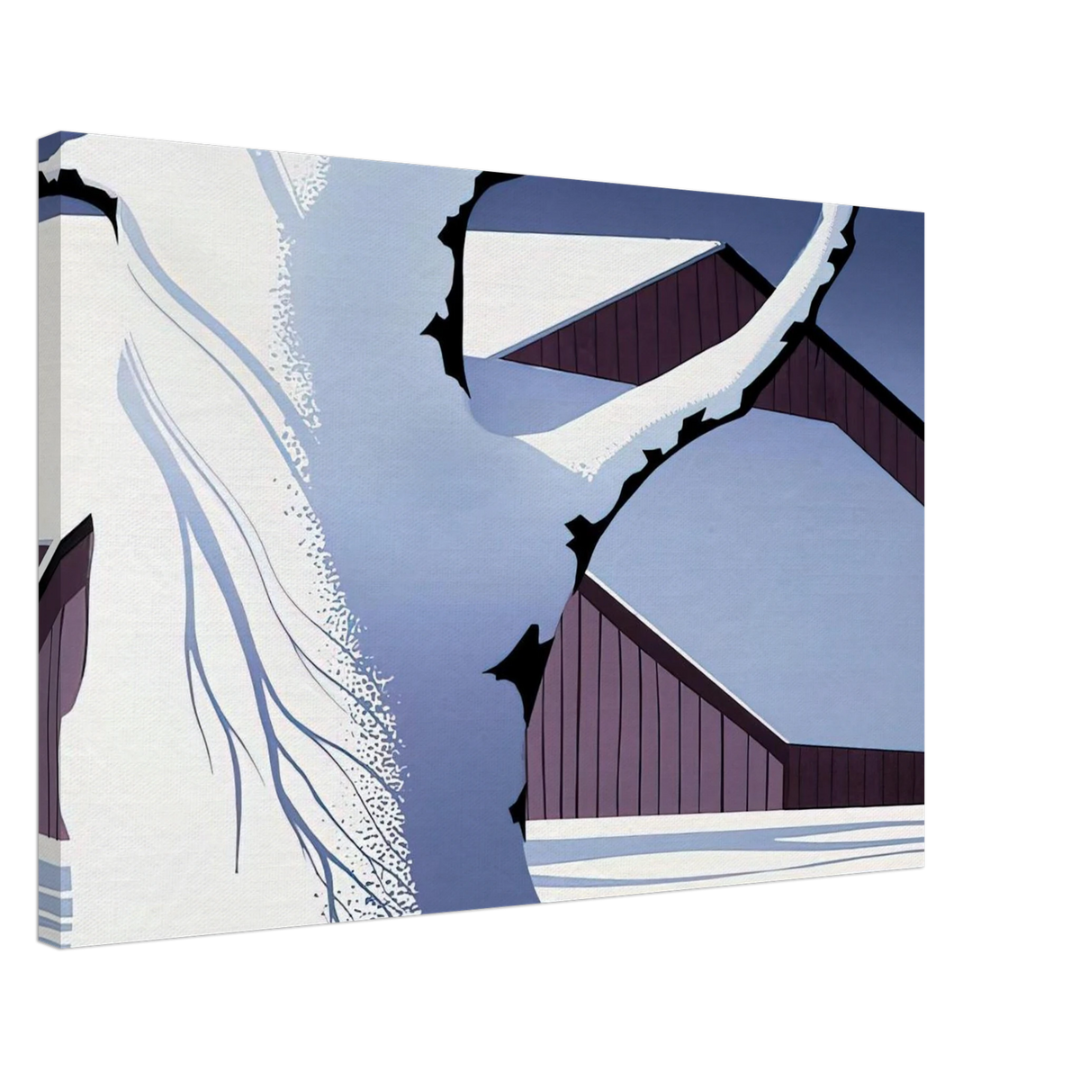 Red Barn and Tree Trunk Canvas | Eyvind Earle Canvas | Eyvind Earle Prints
