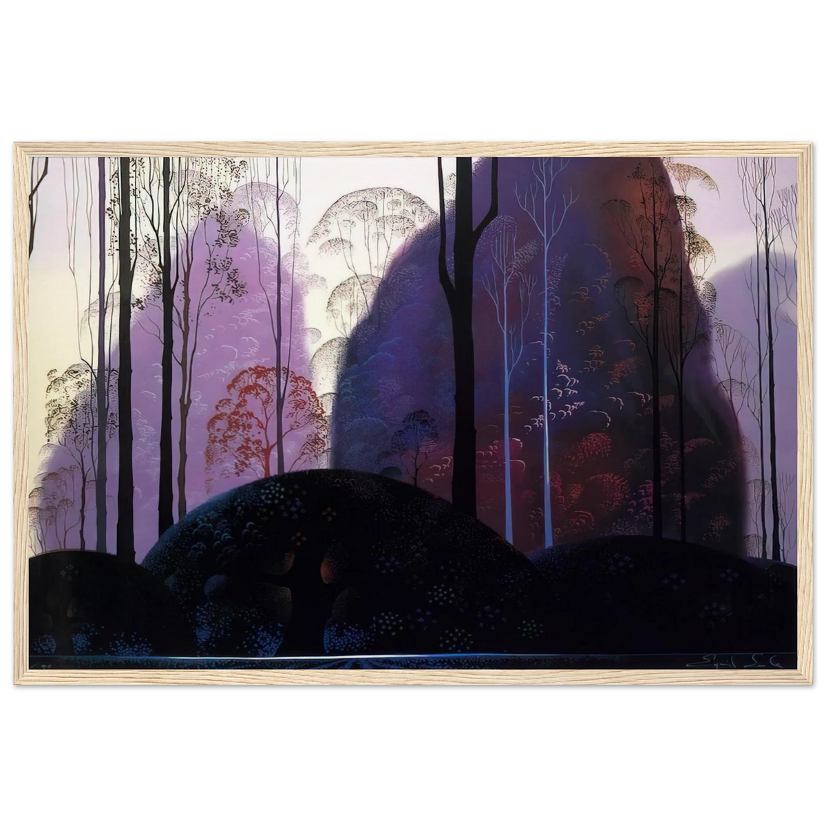 Mauve Redand Purple Framed Poster | Eyvind Earle Framed Prints Wall Art | Eyvind Earle Prints