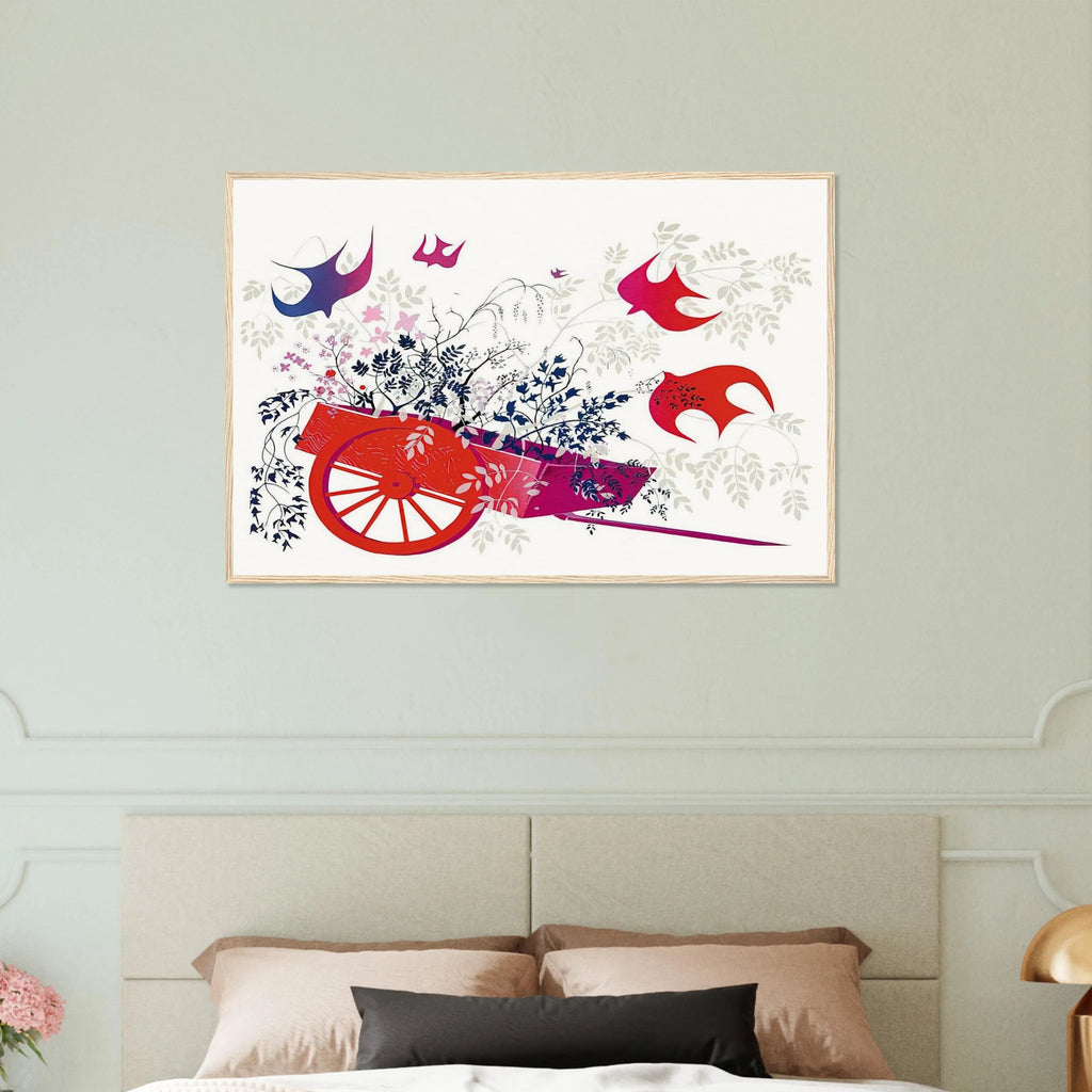 Red Wagon & Foliage Framed Poster | Eyvind Earle Framed Prints Wall Art | Eyvind Earle Prints