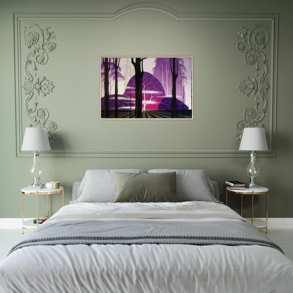 Purple Dawn Framed Poster | Eyvind Earle Framed Prints Wall Art | Eyvind Earle Prints