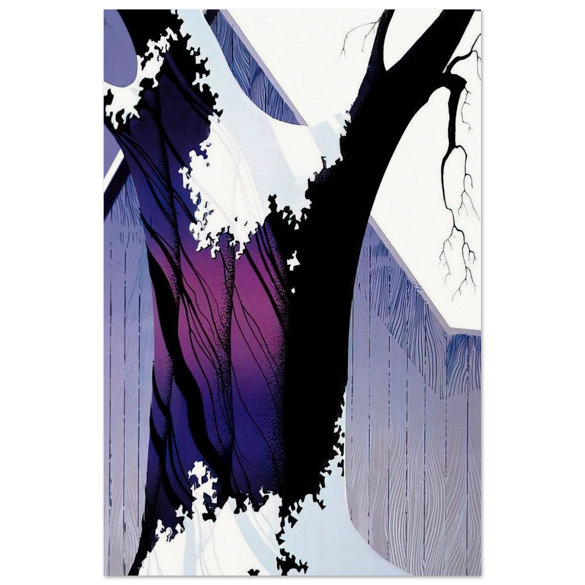 Violet Tree and Barn Poster | Eyvind Earle Poster | Eyvind Earle Prints
