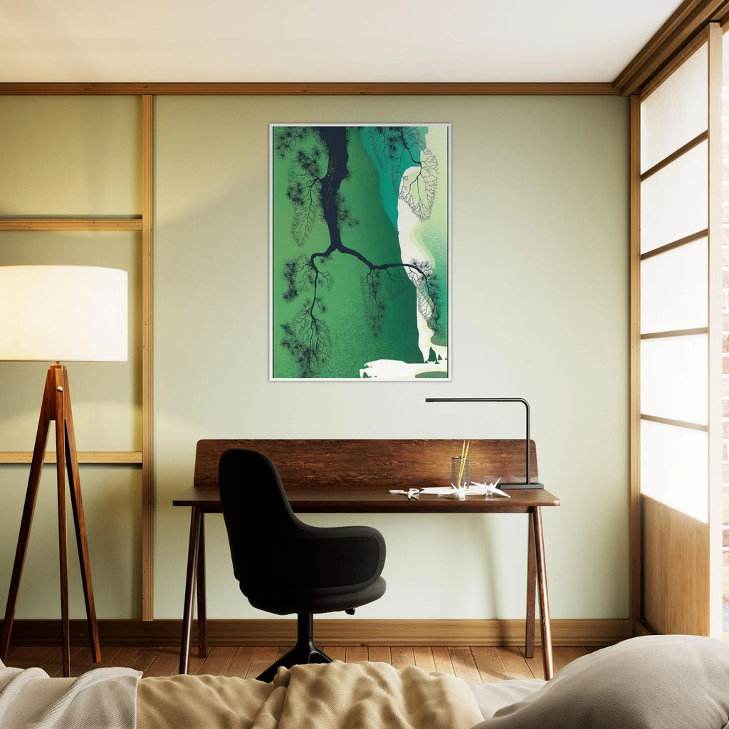 Sea Cliffs and Pine Branch Framed Poster | Eyvind Earle Framed Prints Wall Art | Eyvind Earle Prints