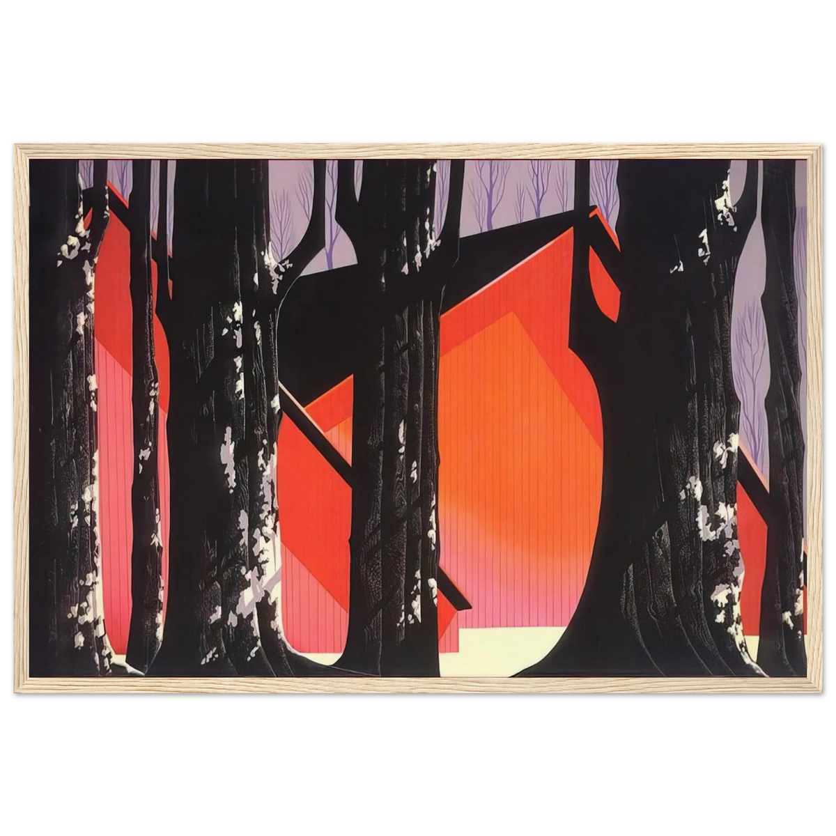 Winter Barnyard Framed Poster | Eyvind Earle Framed Prints Wall Art | Eyvind Earle Prints