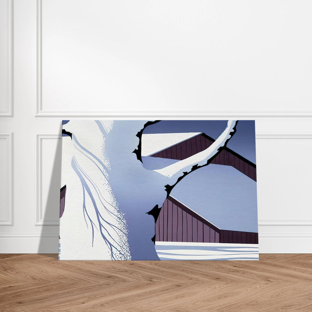 Red Barn and Tree Trunk Canvas | Eyvind Earle Canvas | Eyvind Earle Prints