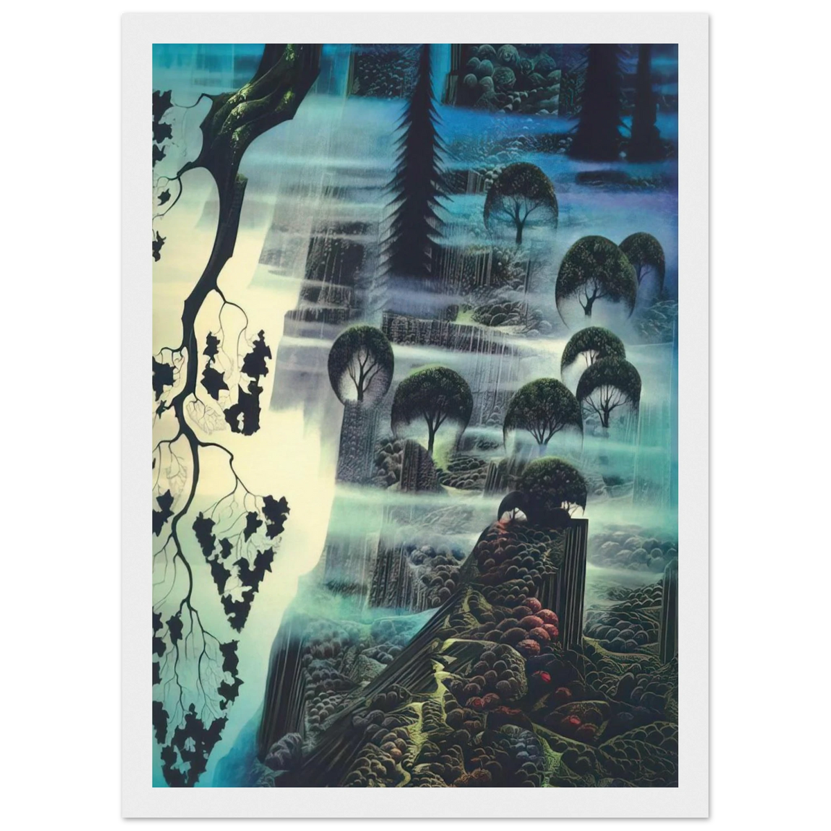 Surf Wind and Fog Framed Poster | Eyvind Earle Framed Prints Wall Art | Eyvind Earle Prints