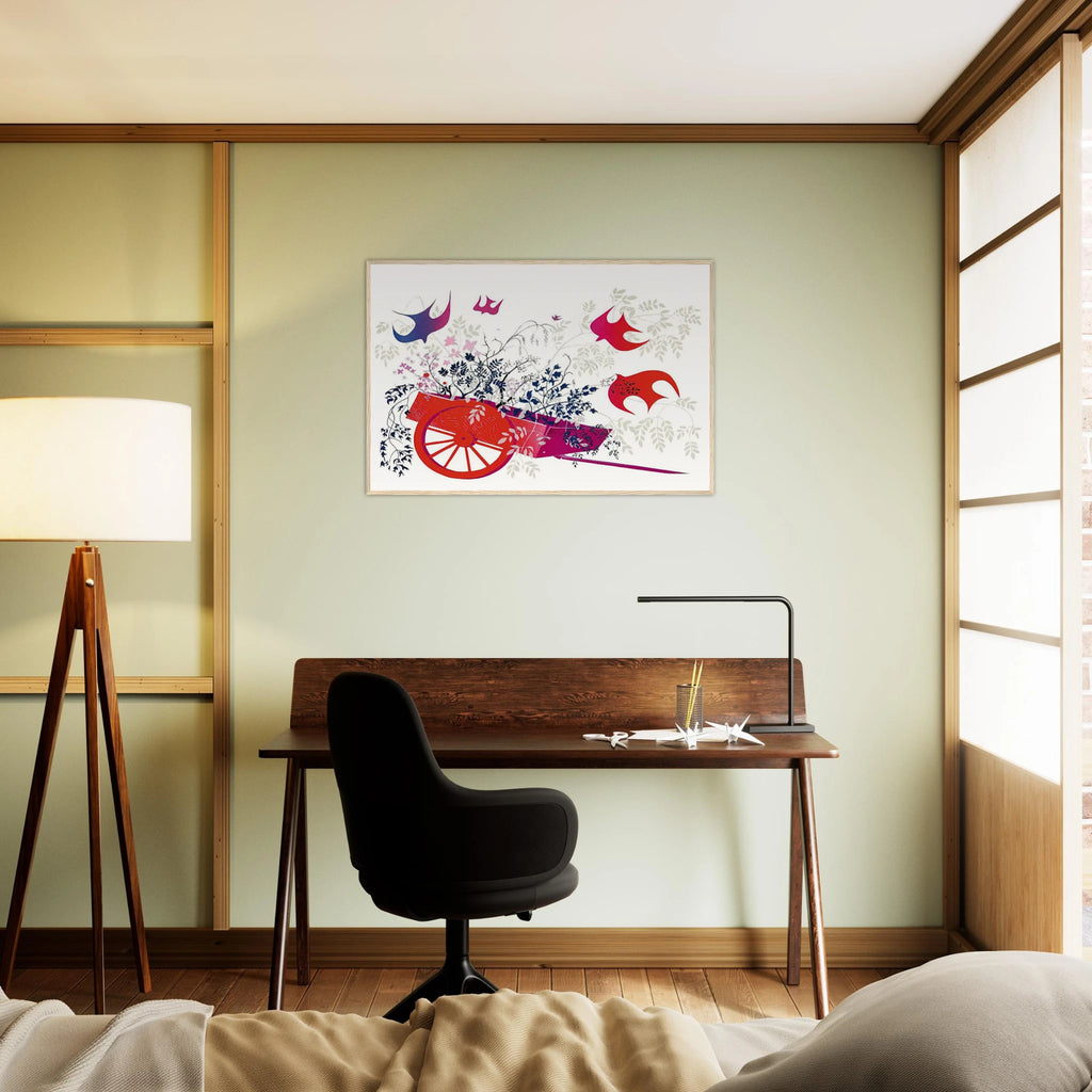 Red Wagon & Foliage Framed Poster | Eyvind Earle Framed Prints Wall Art | Eyvind Earle Prints