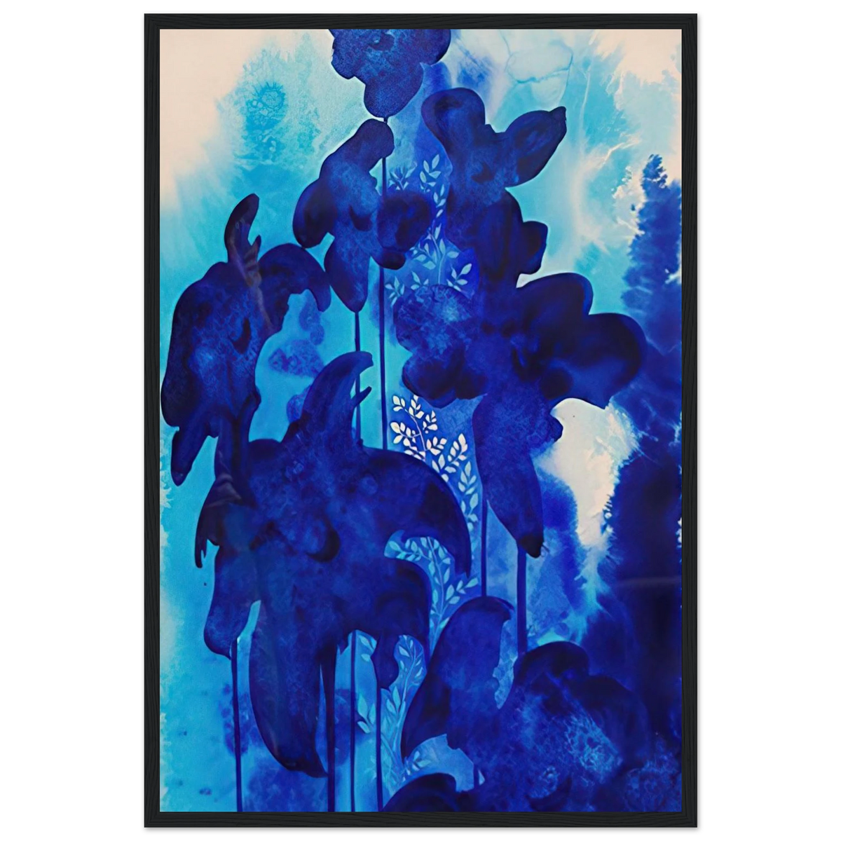Blue Floral Framed Poster | Eyvind Earle Framed Prints Wall Art | Eyvind Earle Prints