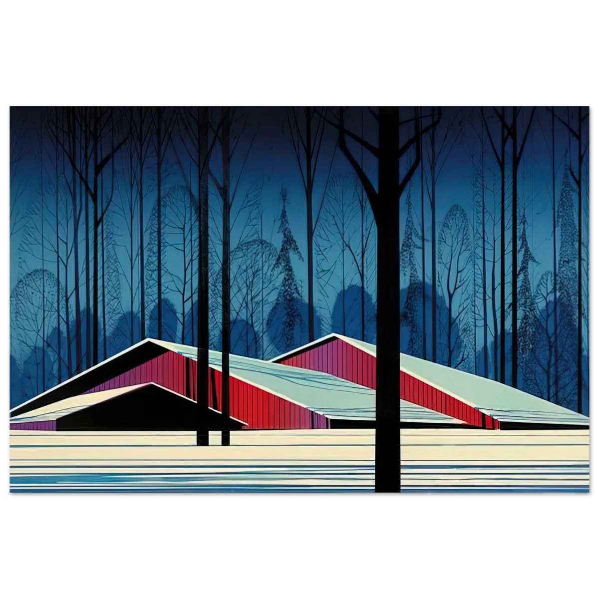Winter Barns Poster | Eyvind Earle Poster | Eyvind Earle Prints