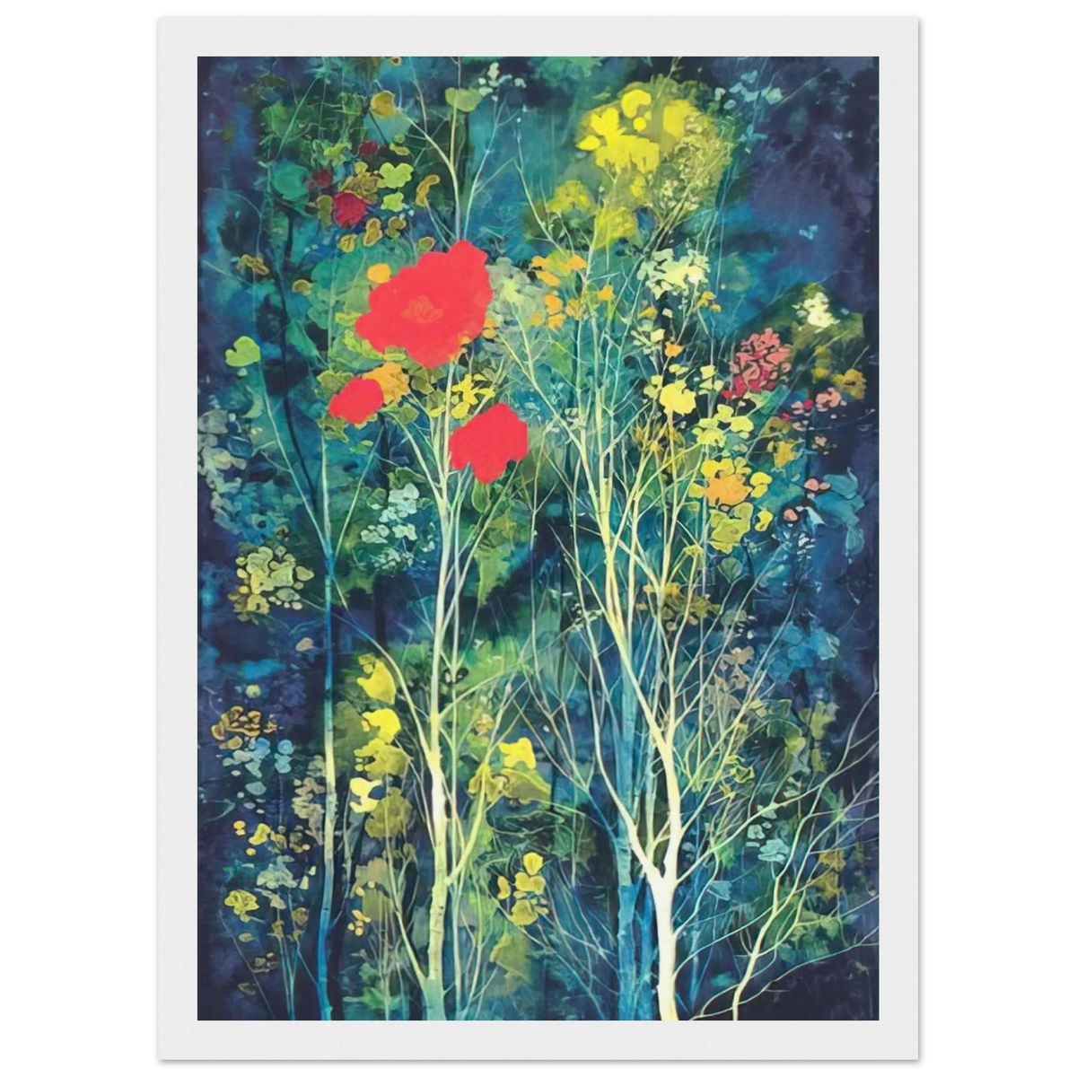 Poppies and Flowers Framed Poster | Eyvind Earle Framed Prints Wall Art | Eyvind Earle Prints