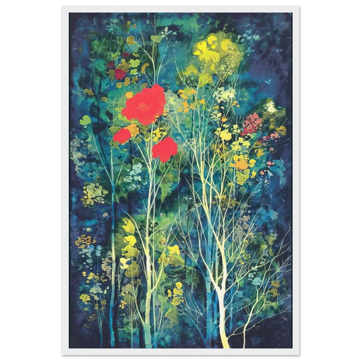 Poppies and Flowers Framed Poster | Eyvind Earle Framed Prints Wall Art | Eyvind Earle Prints