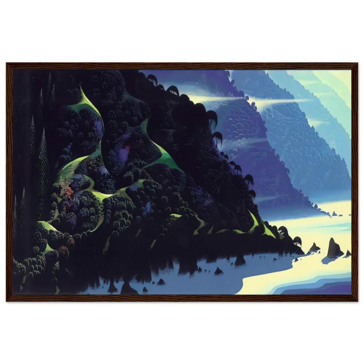 Blue Coastline Framed Poster | Eyvind Earle Framed Prints Wall Art | Eyvind Earle Prints