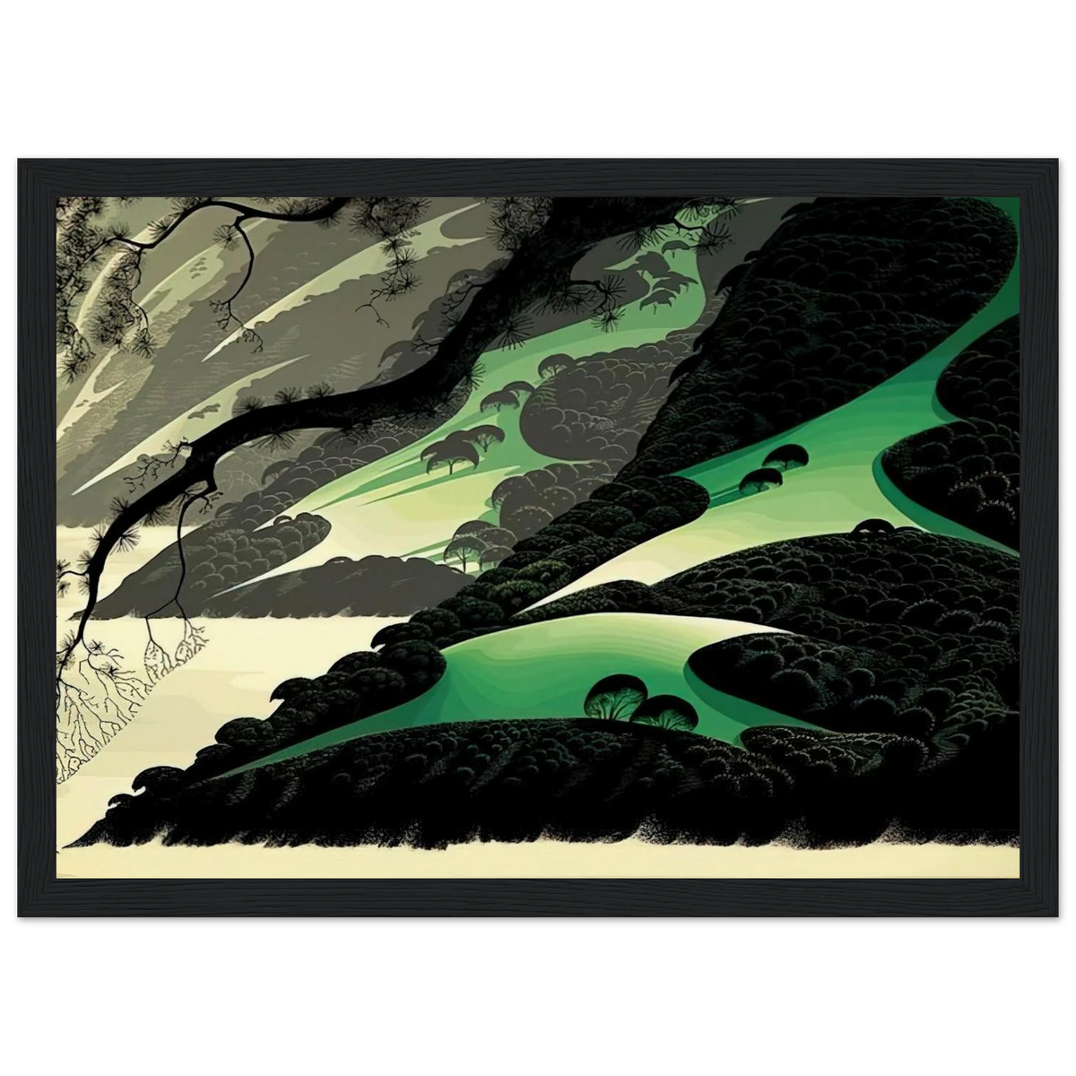 Green Big Sur Framed Poster | Eyvind Earle Framed Prints Wall Art | Eyvind Earle Prints