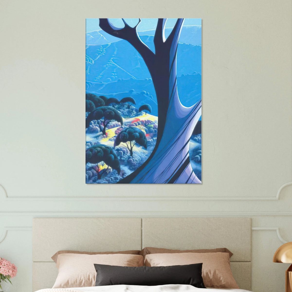 Purple Treeand Mountains Canvas | Eyvind Earle Canvas | Eyvind Earle Prints
