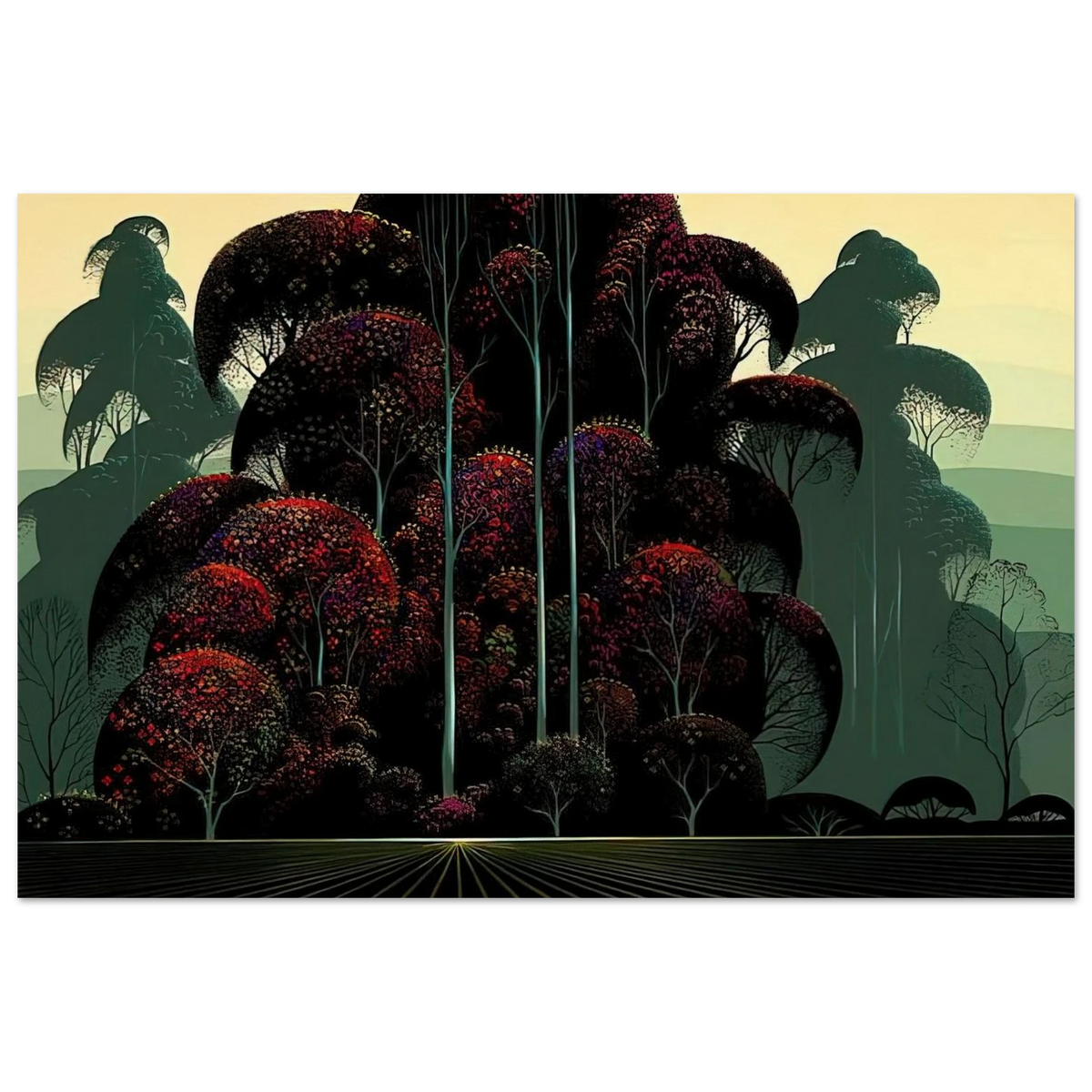 Crimson Autumn Poster | Eyvind Earle Poster | Eyvind Earle Prints