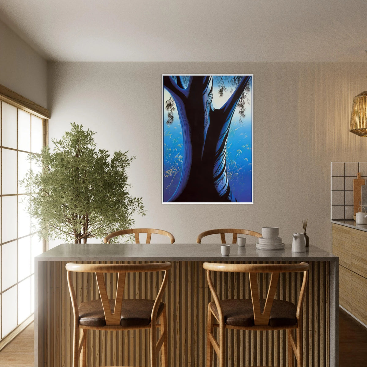 Blue Pine Framed Poster | Eyvind Earle Framed Prints Wall Art | Eyvind Earle Prints