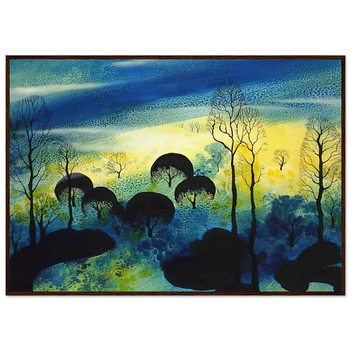 Pastures Through the Fog Framed Poster | Eyvind Earle Framed Prints Wall Art | Eyvind Earle Prints