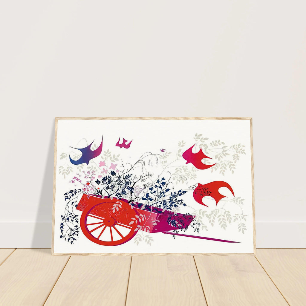 Red Wagon & Foliage Framed Poster | Eyvind Earle Framed Prints Wall Art | Eyvind Earle Prints