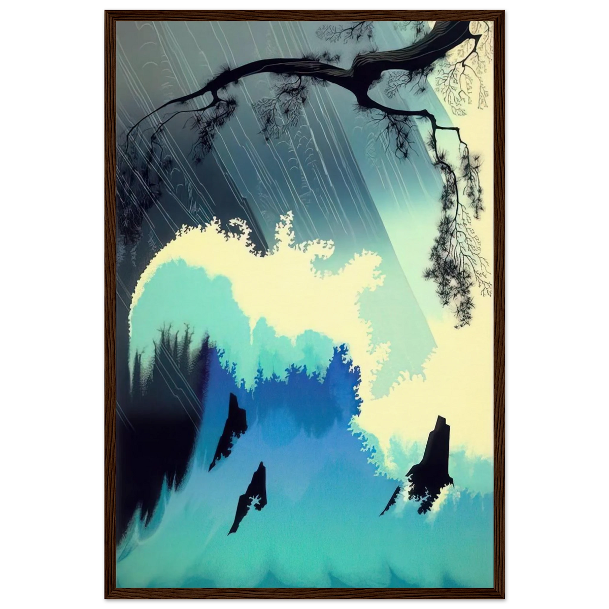 Ocean Splash Framed Poster | Eyvind Earle Framed Prints Wall Art | Eyvind Earle Prints