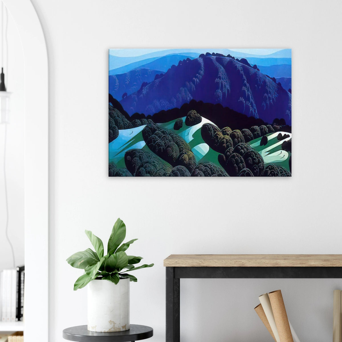 Three Fields and a Mountain Canvas | Eyvind Earle Canvas | Eyvind Earle Prints