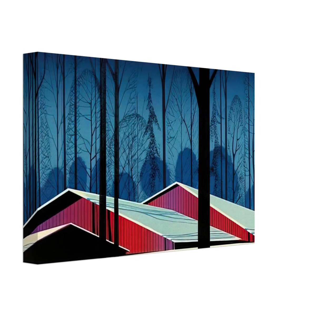 Winter Barns Canvas | Eyvind Earle Canvas | Eyvind Earle Prints