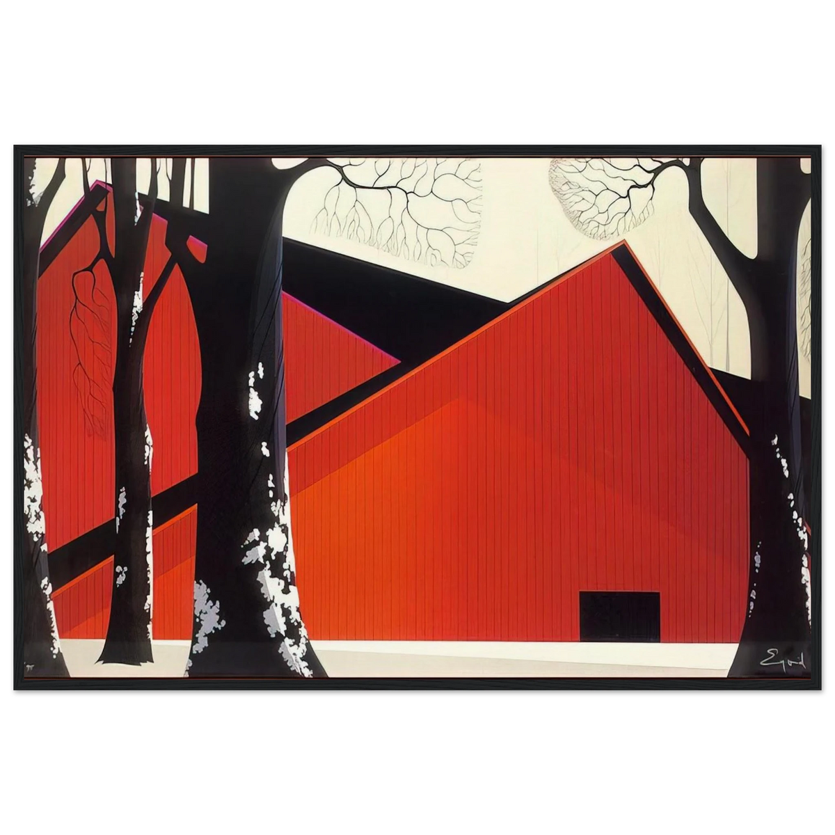The Great Red Barn Framed Poster | Eyvind Earle Framed Prints Wall Art | Eyvind Earle Prints