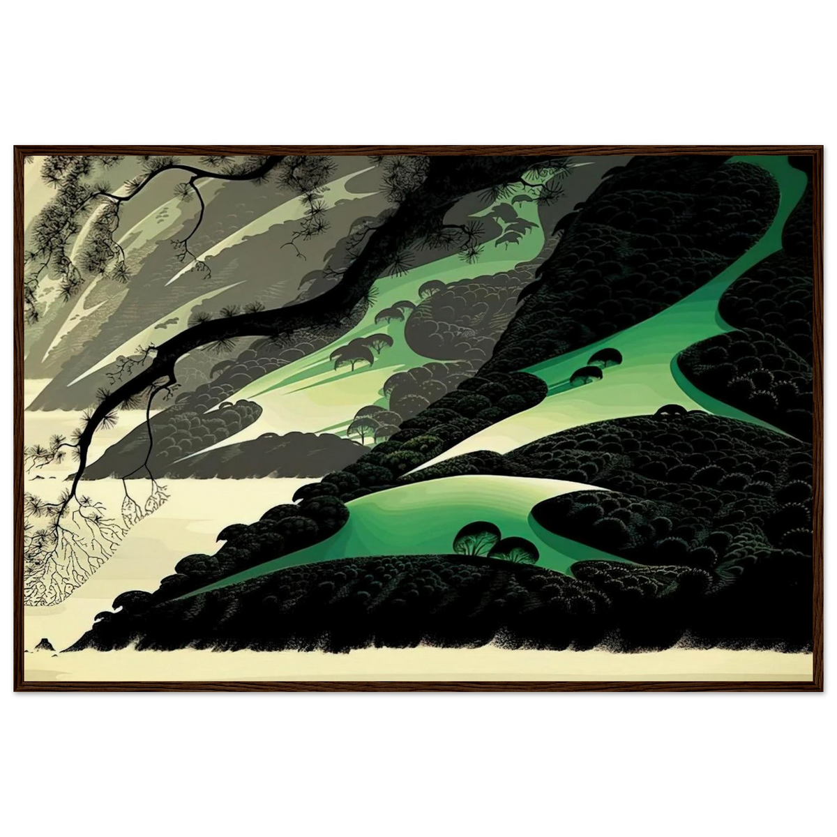 Green Big Sur Framed Poster | Eyvind Earle Framed Prints Wall Art | Eyvind Earle Prints