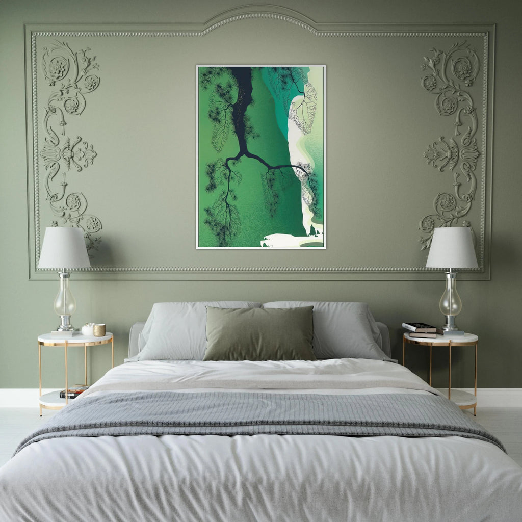 Sea Cliffs and Pine Branch Framed Poster | Eyvind Earle Framed Prints Wall Art | Eyvind Earle Prints