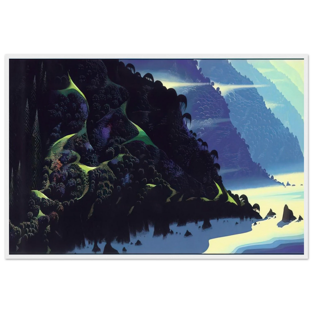 Blue Coastline Framed Poster | Eyvind Earle Framed Prints Wall Art | Eyvind Earle Prints