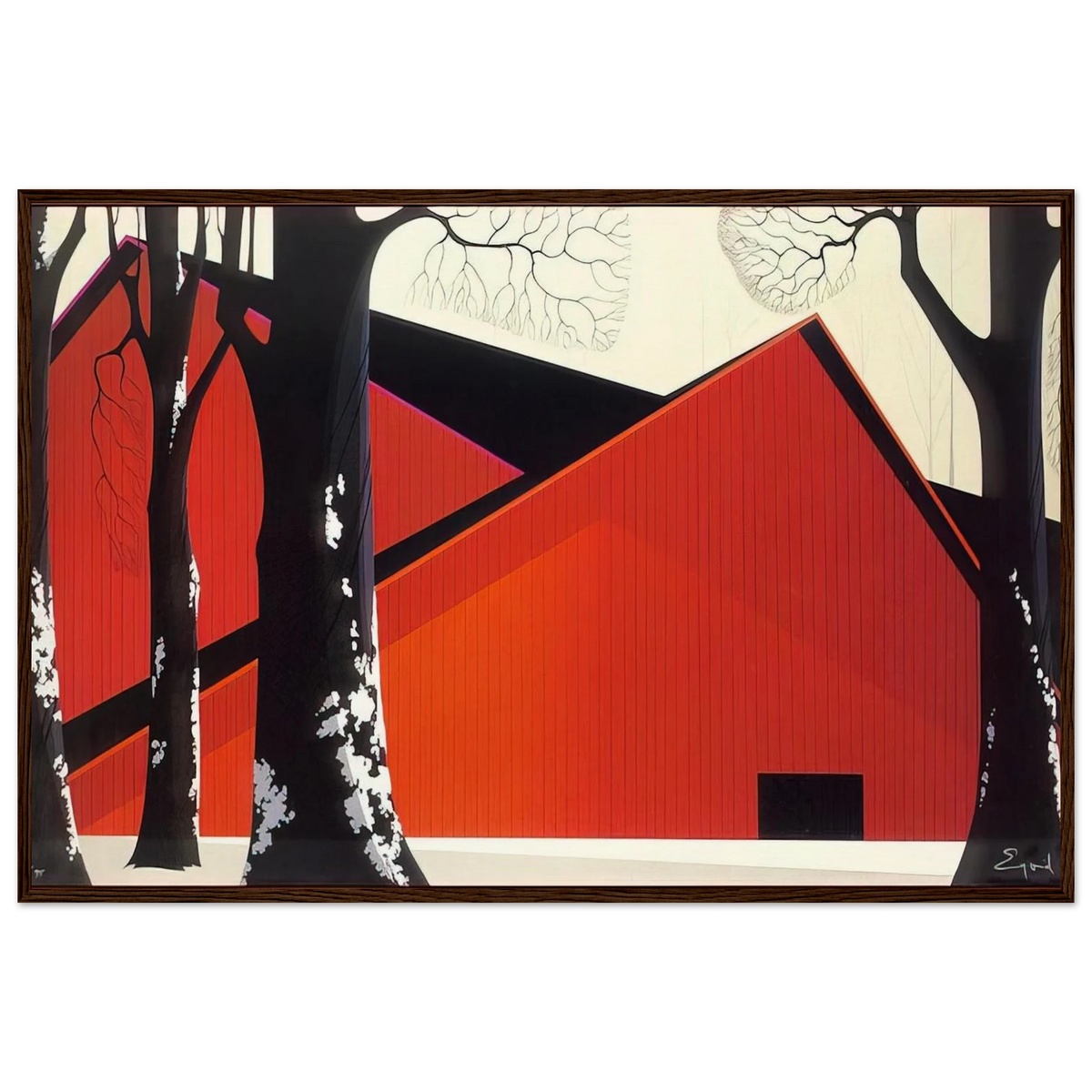 The Great Red Barn Framed Poster | Eyvind Earle Framed Prints Wall Art | Eyvind Earle Prints