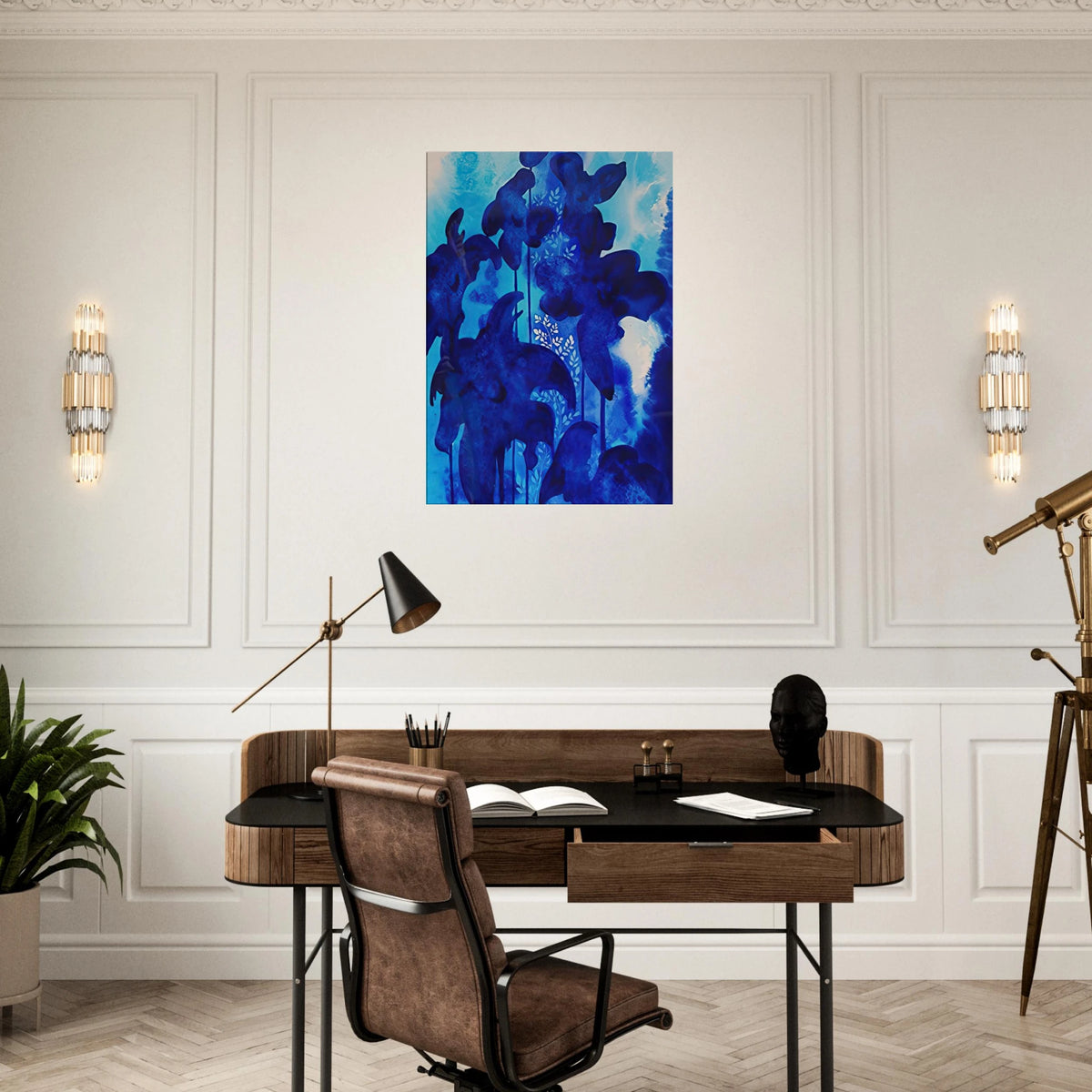 Blue Floral Canvas | Eyvind Earle Canvas | Eyvind Earle Prints