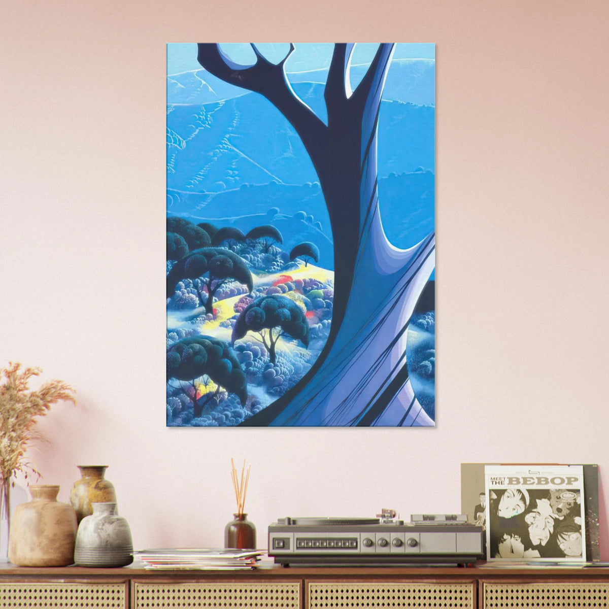 Purple Treeand Mountains Canvas | Eyvind Earle Canvas | Eyvind Earle Prints