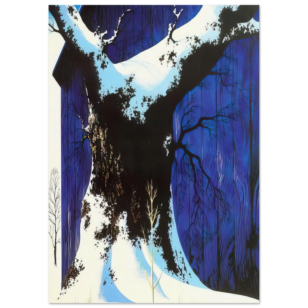 Blue Barn and Snow Poster | Eyvind Earle Poster | Eyvind Earle Prints