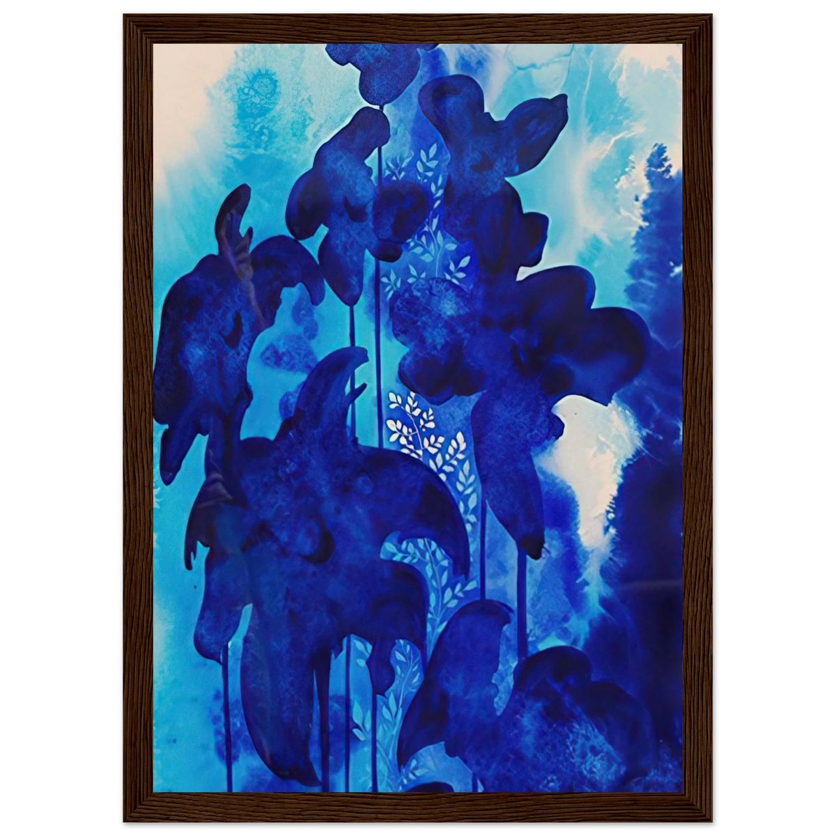 Blue Floral Framed Poster | Eyvind Earle Framed Prints Wall Art | Eyvind Earle Prints