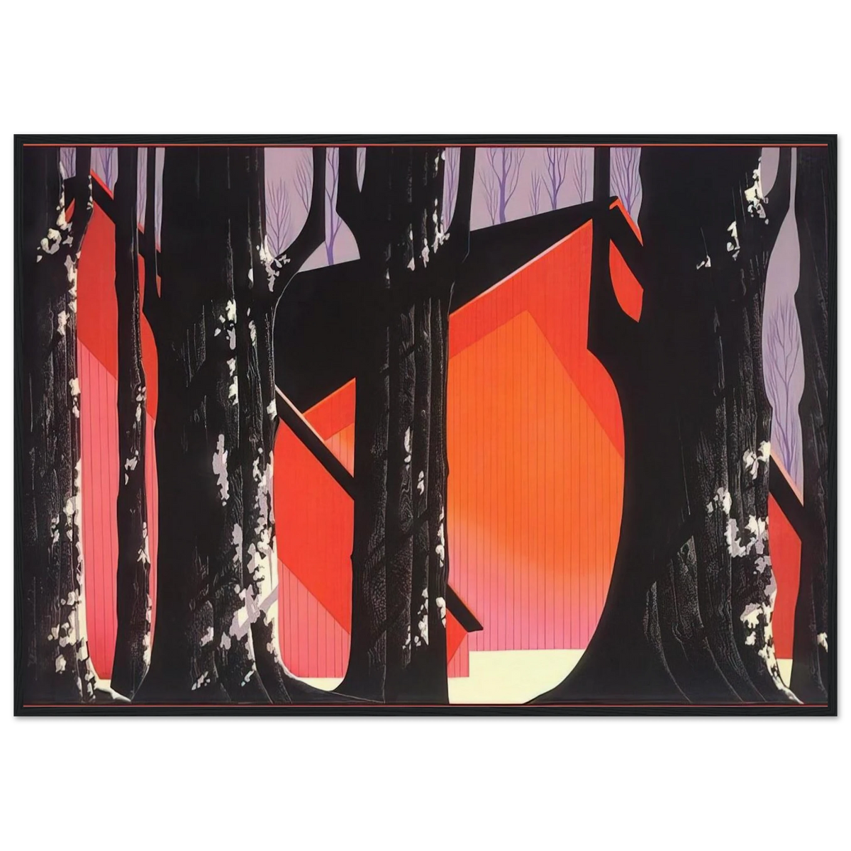 Winter Barnyard Framed Poster | Eyvind Earle Framed Prints Wall Art | Eyvind Earle Prints