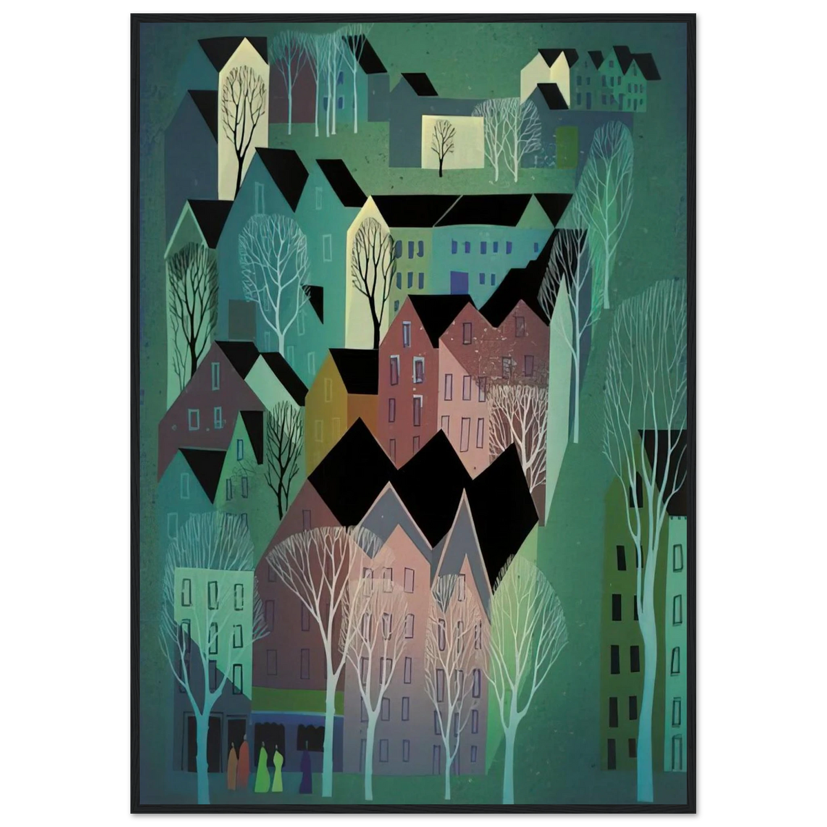 Village Framed Poster | Eyvind Earle Framed Prints Wall Art | Eyvind Earle Prints