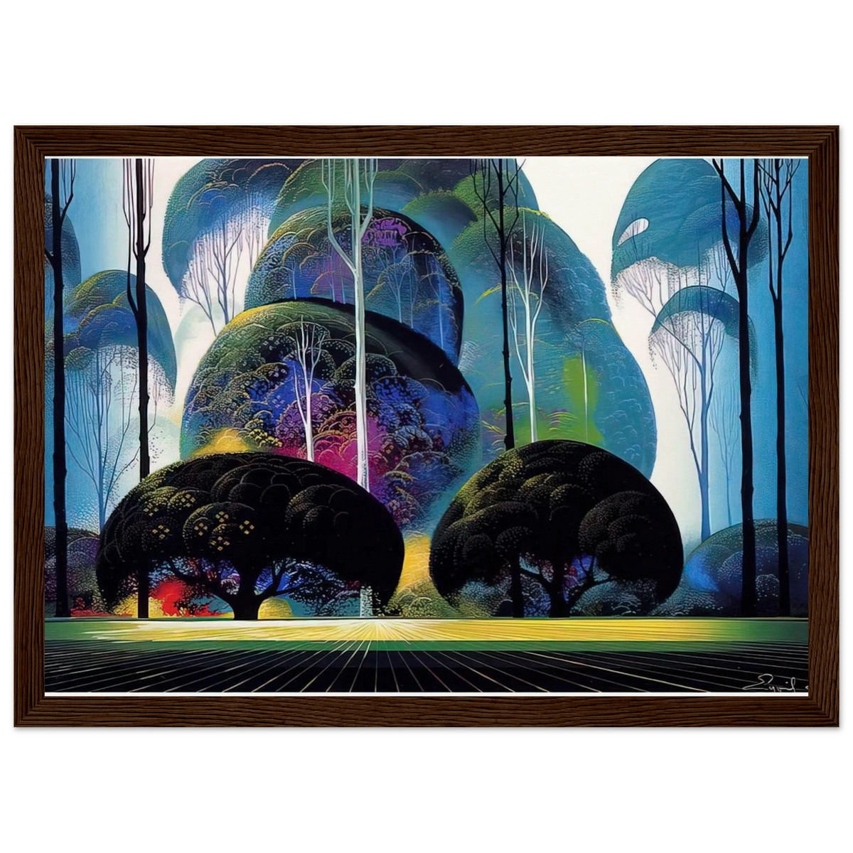 Green Forest Framed Poster | Eyvind Earle Framed Prints Wall Art | Eyvind Earle Prints