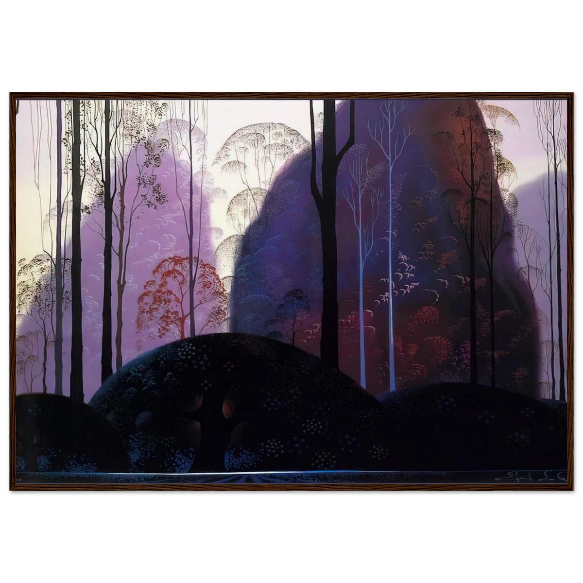 Mauve Redand Purple Framed Poster | Eyvind Earle Framed Prints Wall Art | Eyvind Earle Prints