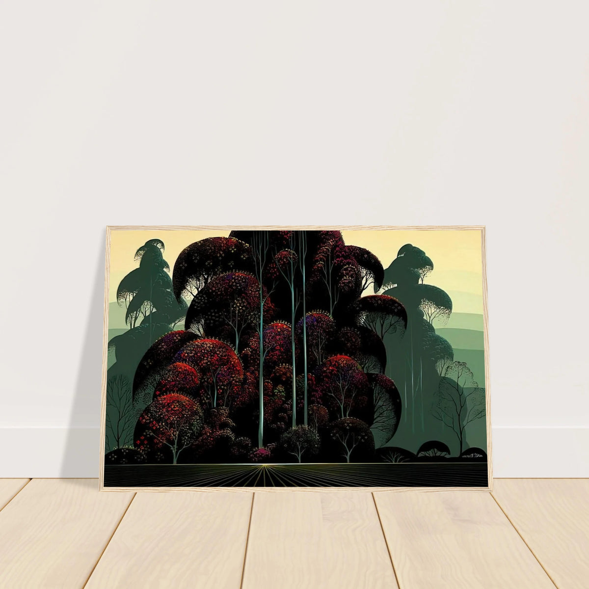 Crimson Autumn Framed Poster | Eyvind Earle Framed Prints Wall Art | Eyvind Earle Prints