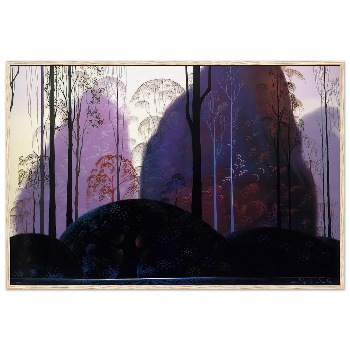Mauve Redand Purple Framed Poster | Eyvind Earle Framed Prints Wall Art | Eyvind Earle Prints