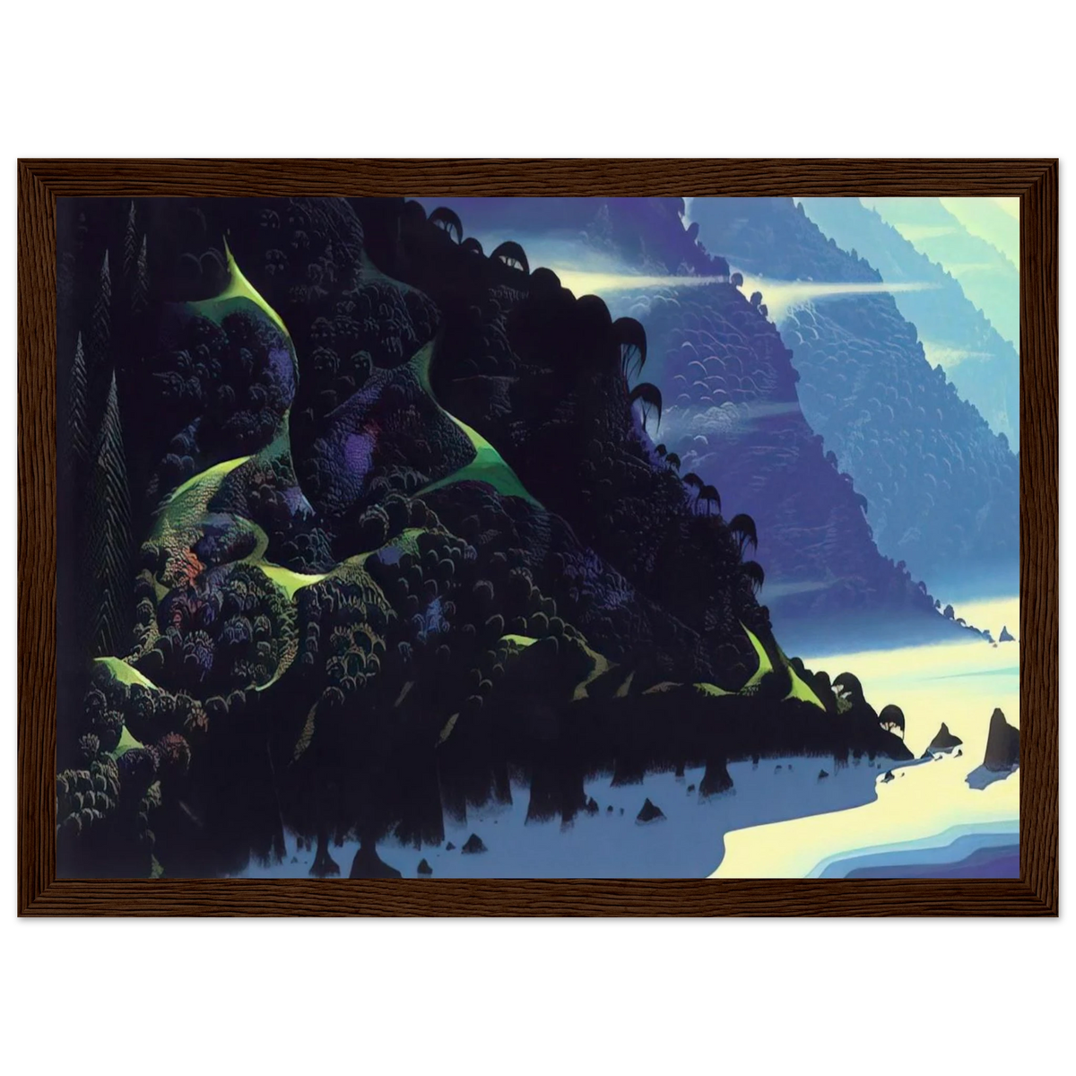 Blue Coastline Framed Poster | Eyvind Earle Framed Prints Wall Art | Eyvind Earle Prints