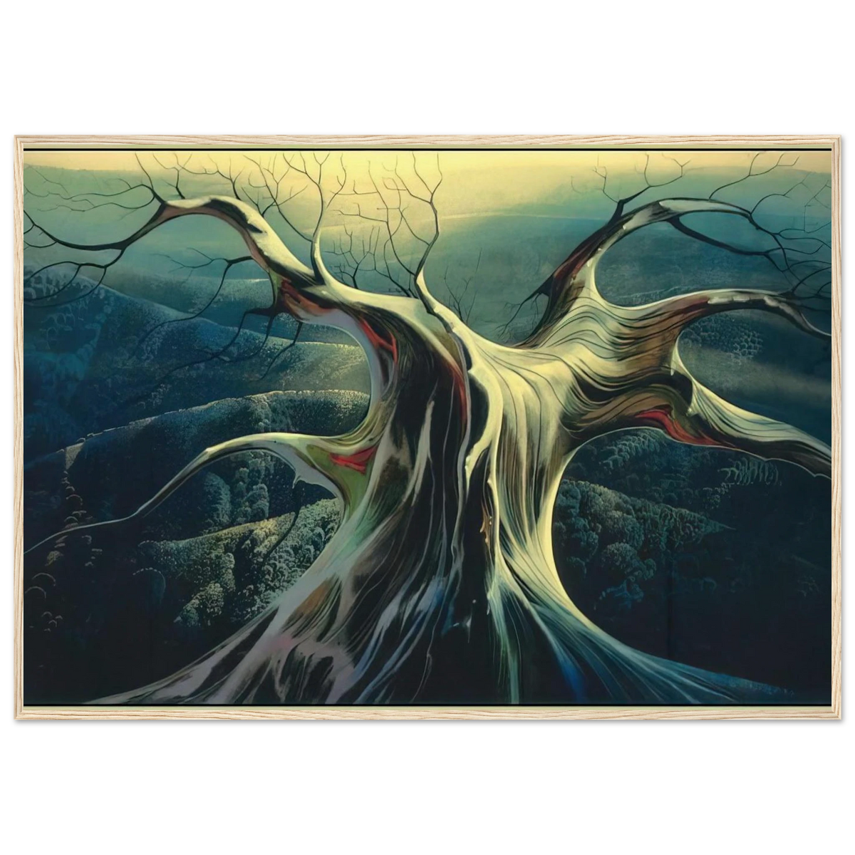Moonlit Tree Trunk Framed Poster | Eyvind Earle Framed Prints Wall Art | Eyvind Earle Prints