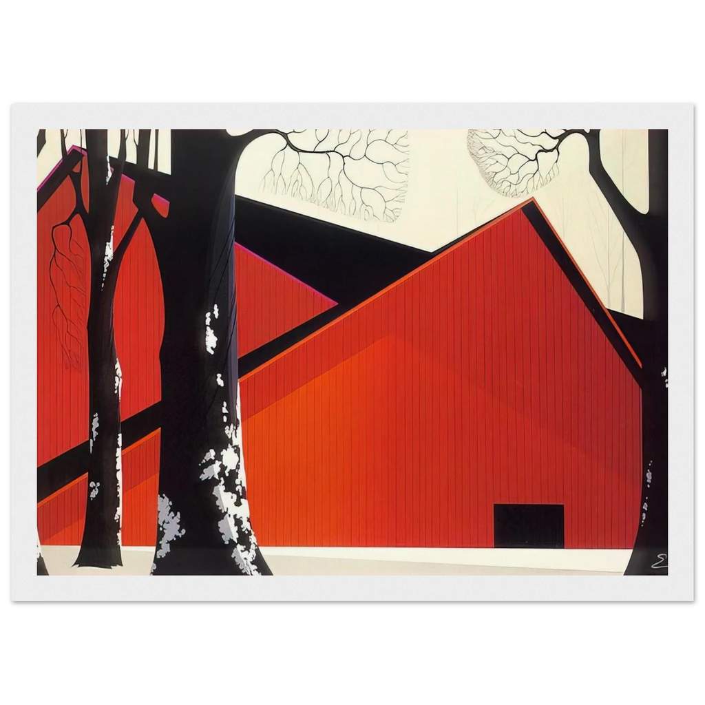 The Great Red Barn Framed Poster | Eyvind Earle Framed Prints Wall Art | Eyvind Earle Prints