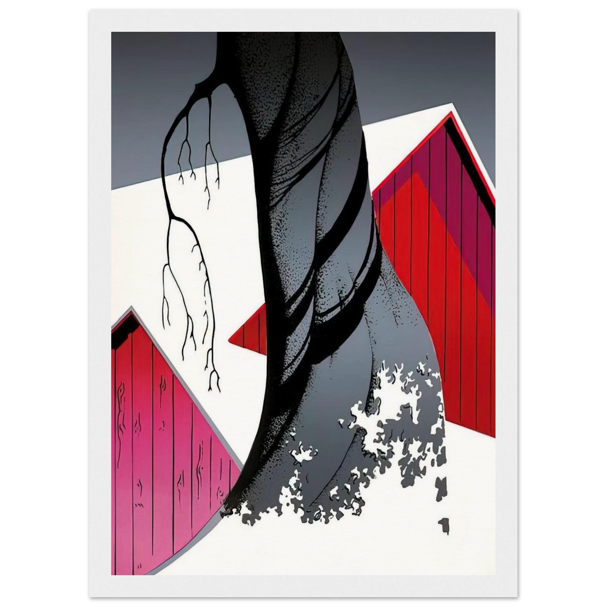 Red Barn and Grey Sky Framed Poster | Eyvind Earle Framed Prints Wall Art | Eyvind Earle Prints