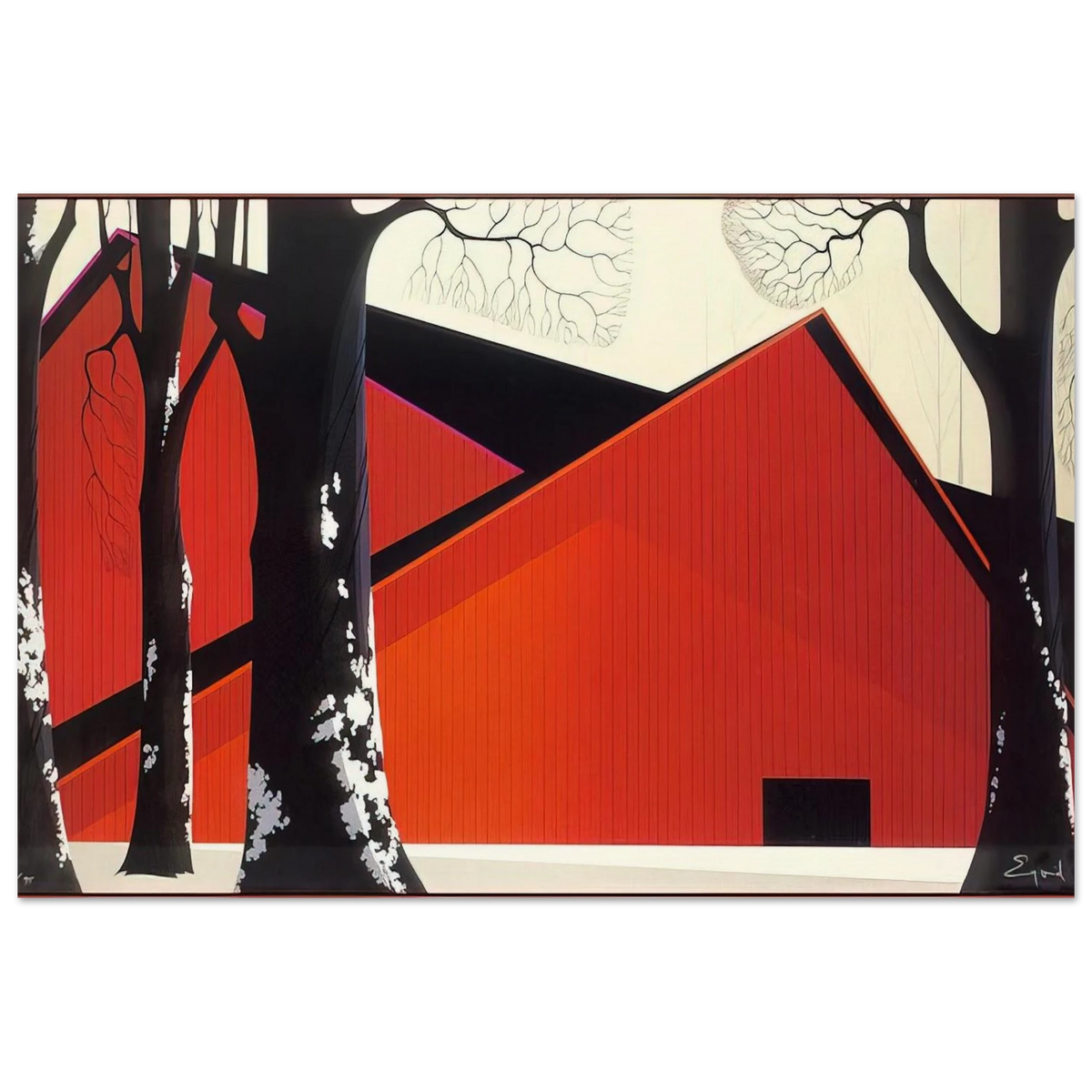 The Great Red Barn Poster | Eyvind Earle Poster | Eyvind Earle Prints