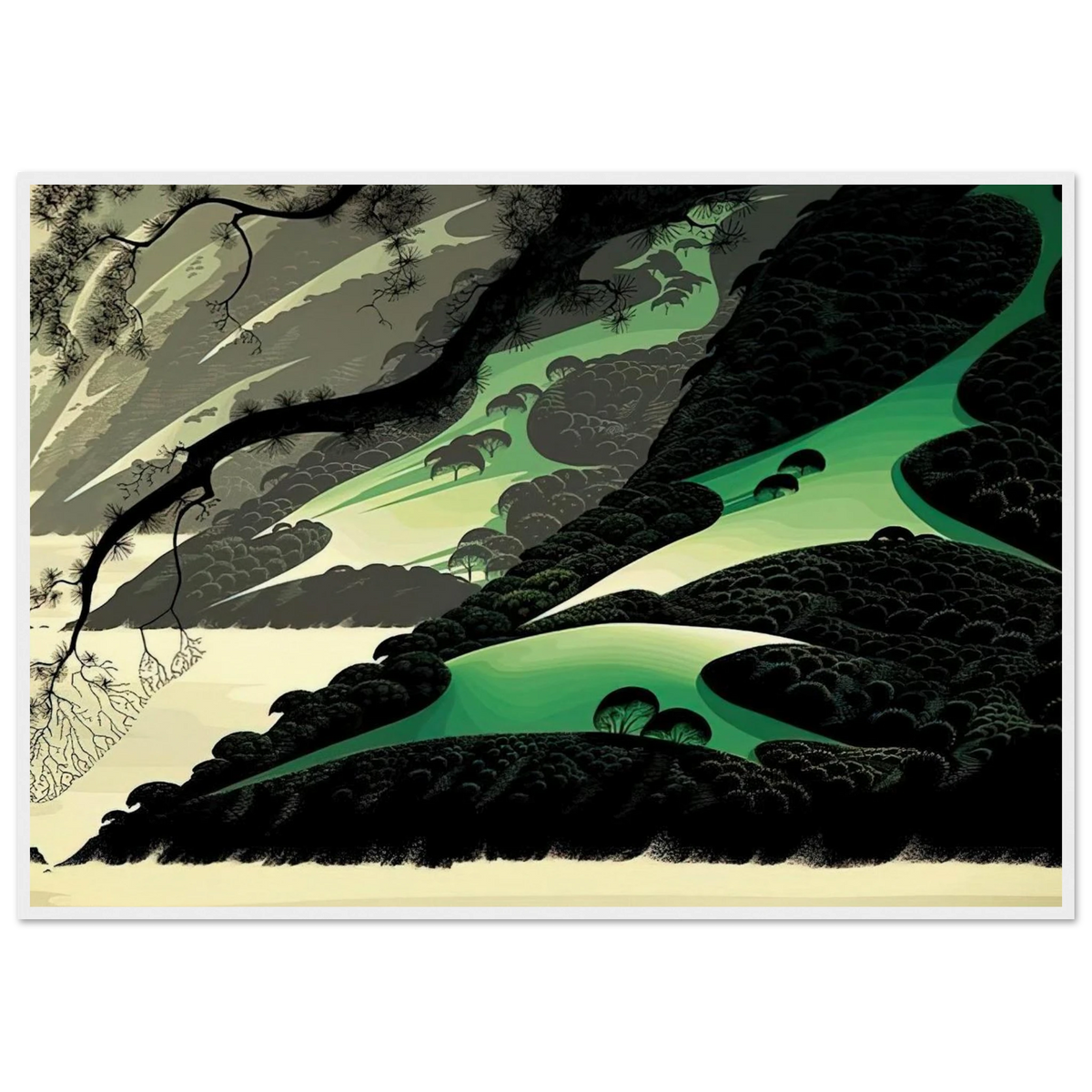 Green Big Sur Framed Poster | Eyvind Earle Framed Prints Wall Art | Eyvind Earle Prints