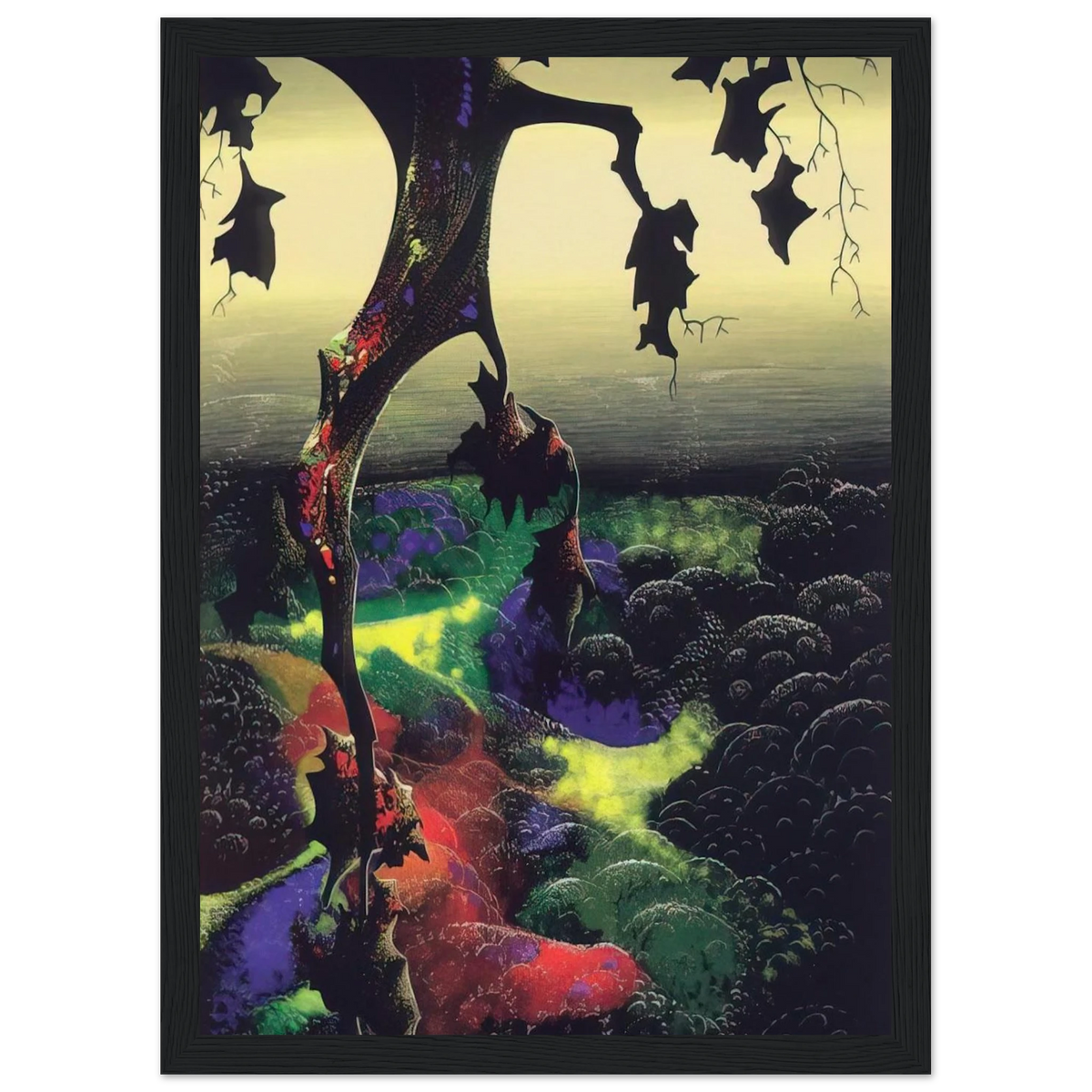 Crimson Red and Gold Framed Poster | Eyvind Earle Framed Prints Wall Art | Eyvind Earle Prints