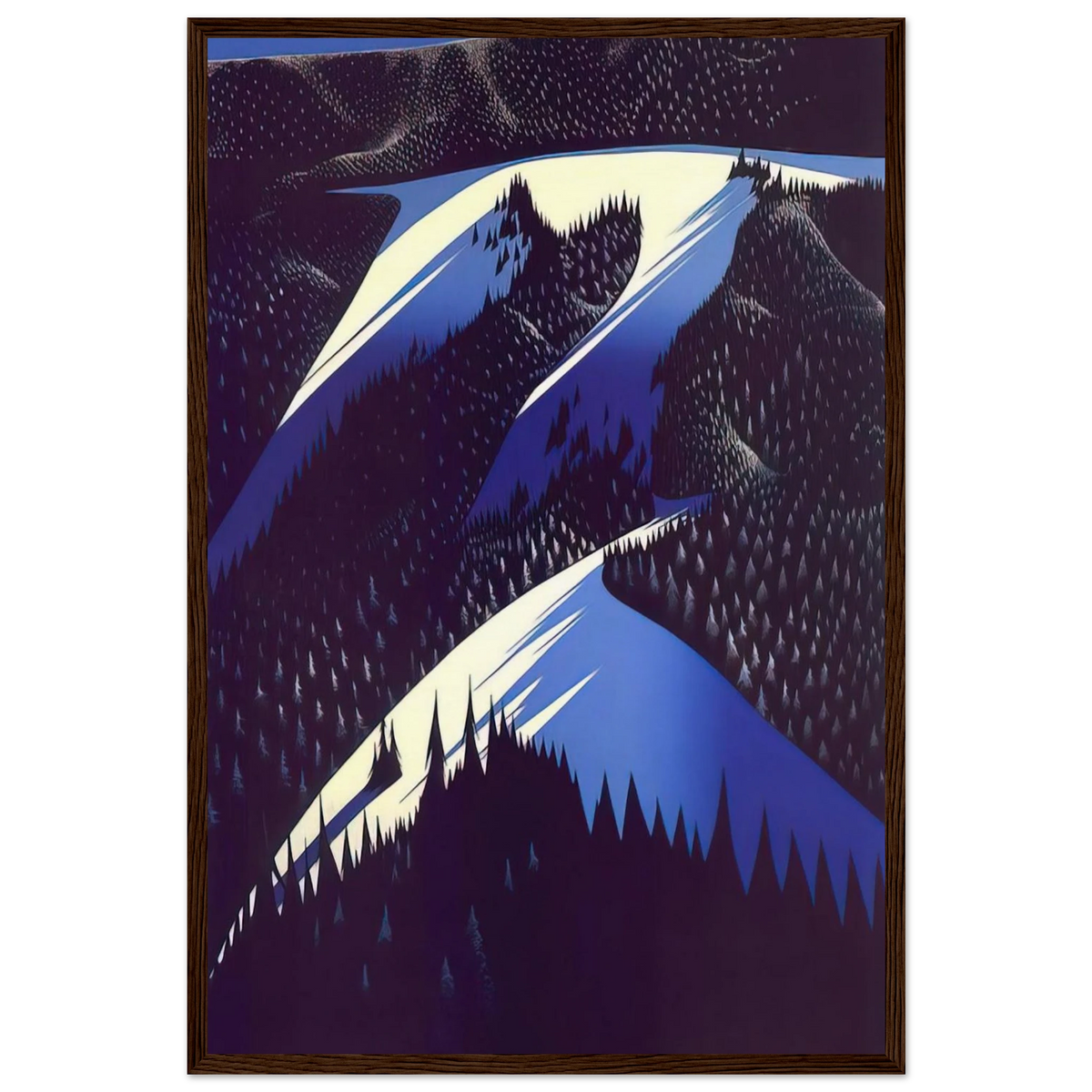 Black Evergreen Forest Framed Poster | Eyvind Earle Framed Prints Wall Art | Eyvind Earle Prints